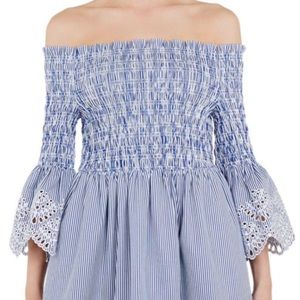 Ted Baker smocked off the shoulder striped top